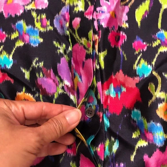 Oscar de la Renta Taffeta Fit & Flare Multicolor Floral Silk Blend Midi Dress 0 - Picture 7 of 16